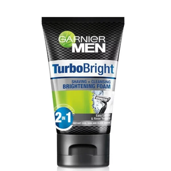 Garnier Men Face Wash & Shaving Foam Turbo Bright 2-In-1 Brightening 100ml by Garnier - Authentic Beauty Product in Pakistan