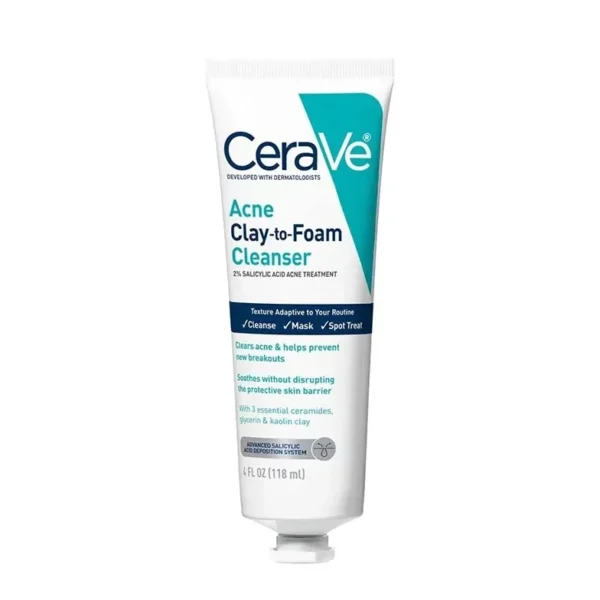 CeraVe Acne Clay-to-Foam Cleanser (118 mL)